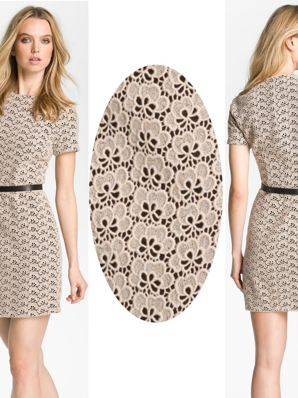 Like New - Diane Von Furstenberg Cindy Acorn Lace Stucco Size 6 with belt